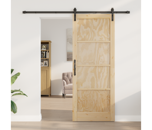 Bīdāmās Durvis Ar Aparatūru 83X211 Cm Cieta Priedes Vidaxl