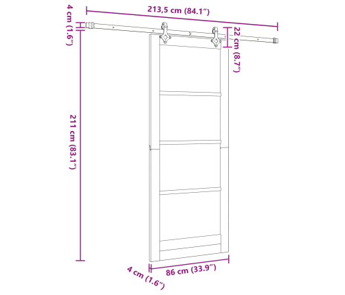 Bīdāmās Durvis Ar Piederumu Komplektu 'Orkdal'masīvkoka Priede Vidaxl