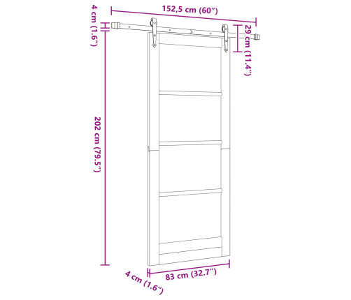 Bīdāmās Durvis Ar Aparatūras Komplektu 'Orkdal'cietais Koks Priedes Vidaxl