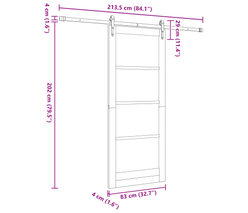 Bīdāmās Durvis Ar Sastāvdaļu Komplektu 'Orkdal'no Masīvkoka Priedes Vidaxl
