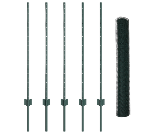Žogu Stabi 5 Gab. U-Kanāla Zaļš 100 Cm Tērauds Vidaxl
