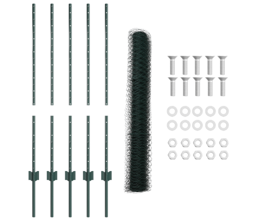 Žogu Stabi 5 Gb U-Kanāla Zaļi 100 Cm Tērauds Vidaxl