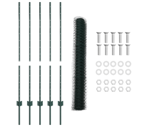 Žoga Stabi 5 Gab. U-Veida Kanāls Zaļš 120 Cm Metāls Vidaxl