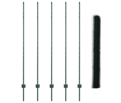 Žogu Stabi 5 Gab U-Kanāls Zaļš 160 Cm Tērauds Vidaxl