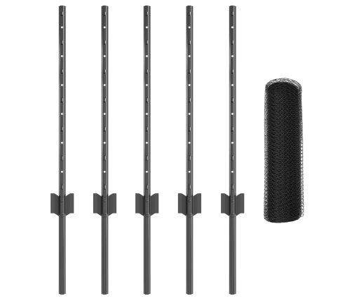 Žoga Stabi 5 Gab. U-Kanāls Pelēks 60 Cm Tērauds Vidaxl