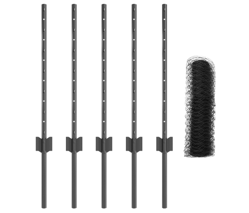 Žogu Stabi 5 Gab. U-Kanāls Pelēks 60 Cm Tērauds Vidaxl