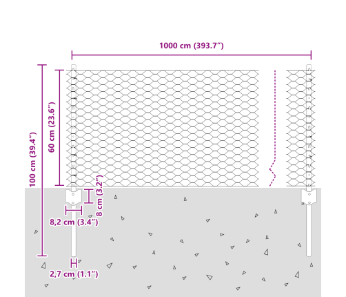 Žogu Stabi 5 Gab. U-Kanāls Pelēks 60 Cm Tērauds Vidaxl