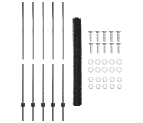 Žogu Stabi 10 Gab U-Kanāls Pelēks 150 Cm Tērauds Vidaxl