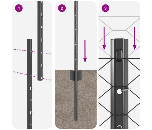 Žogu Stabi 22 Gab. U-Kanāls Pelēks 140 Cm Tērauds Vidaxl