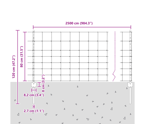 Žoga Stabi 11 Gab. U-Kanāls 80 Cm Galvanizēta Tērauda Vidaxl