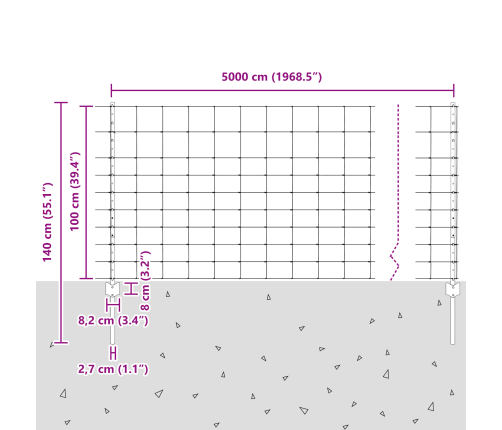 Žoga Postamenti 22 Gab. U-Kanālā 100 Cm Galvanizēts Tērauds Vidaxl