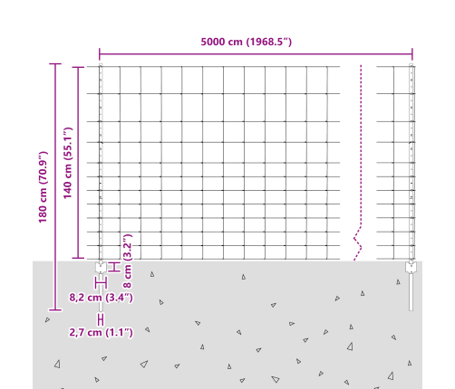Žogu Stabi 22 Gab. U-Veida Kanāls 140 Cm Cinkots Tērauds Vidaxl