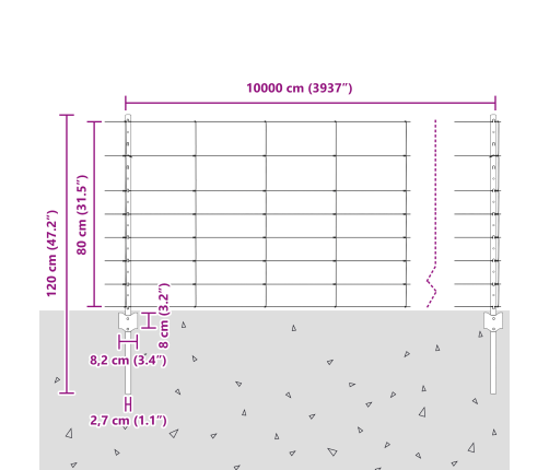 Žoga Stabi 11 Gab. U-Kanāls 80 Cm Cinkots Tērauds Vidaxl