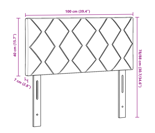 Zils Led Galvgalis Ar Dimantu Bloku Dizainu, 100 Cm Auduma