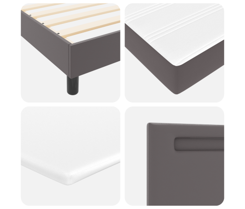 Pelēka Kaste Pavasara Gulta Ar Matraci 100X200 Cm No Mākslīgās Ādas Vidaxl