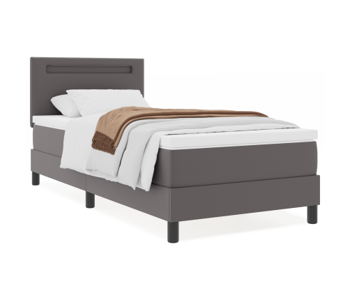 Pelēka Kaste Pavasara Gulta Ar Matraci 100X200 Cm No Mākslīgās Ādas Vidaxl