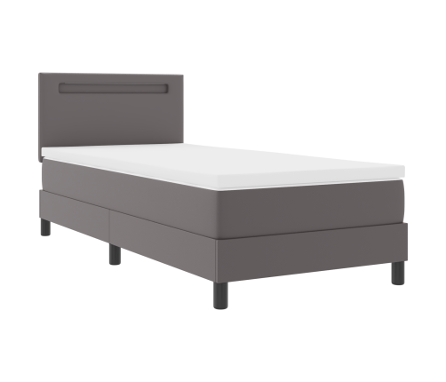 Pelēka Kaste Pavasara Gulta Ar Matraci 100X200 Cm No Mākslīgās Ādas Vidaxl