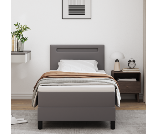 Pelēka Kaste Pavasara Gulta Ar Matraci 100X200 Cm No Mākslīgās Ādas Vidaxl