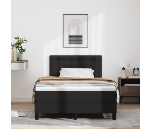 Kastītes Gulta Ar Matraci Melnā Mazā Divguļamā Mākslīgās Ādas Vidaxl