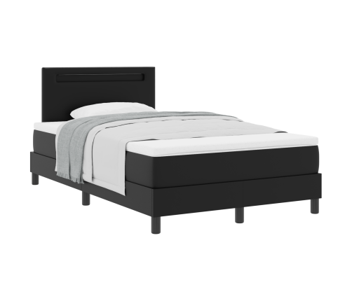 Kastītes Gulta Ar Matraci Melnā Mazā Divguļamā Mākslīgās Ādas Vidaxl