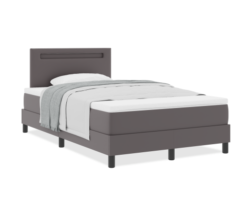 Kastes Atsperu Gulta Ar Matraci Pelēkā Krāsā Mazā Divguļamā Mākslīgas Ādas Vidaxl