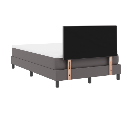 Kastes Atsperu Gulta Ar Matraci Pelēkā Krāsā Mazā Divguļamā Mākslīgas Ādas Vidaxl