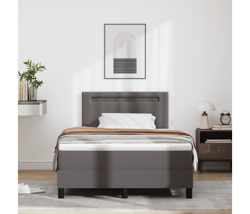 Kastes Atsperu Gulta Ar Matraci Pelēkā Krāsā Mazā Divguļamā Mākslīgas Ādas Vidaxl