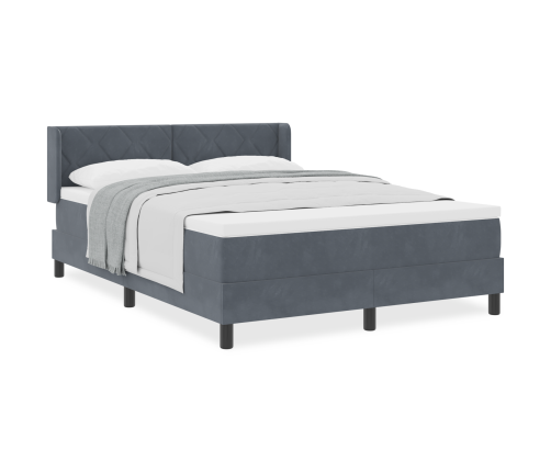 Zābaku Atsperu Gulta Ar Matraču Tumši Pelēka 140X190 Cm No Samta Vidaxl