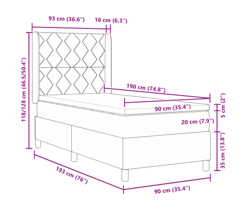 Vieta Mīkstais Gulta Ar Matraci Melna 90X190 Cm Samts Vidaxl