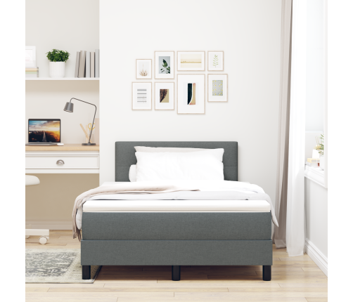 Vidaxl Kastes Atsperu Gulta Ar Matraci & Led Tumši Pelēks 120X200 Cm Audums