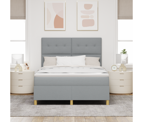 Viscoelastīgā Gulta Ar Matraci Un Led Apgaismojumu Gaiši Pelēkā Krāsā 140X190 Cm Audums Vidaxl