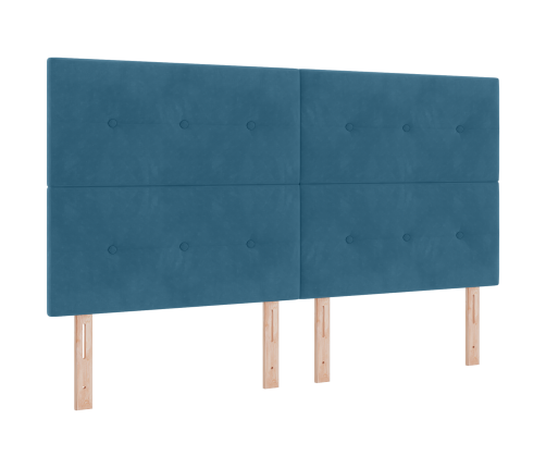 Vieta Pavasara Gulta Ar Matraci Un Led Tumši Zila 180X200 Cm Samts Vidaxl