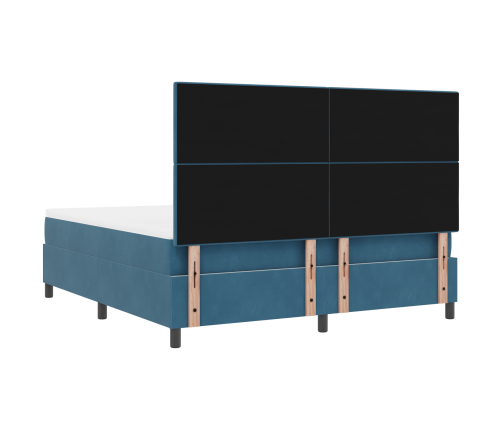 Vieta Pavasara Gulta Ar Matraci Un Led Tumši Zila 180X200 Cm Samts Vidaxl