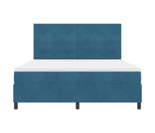 Vieta Pavasara Gulta Ar Matraci Un Led Tumši Zila 180X200 Cm Samts Vidaxl