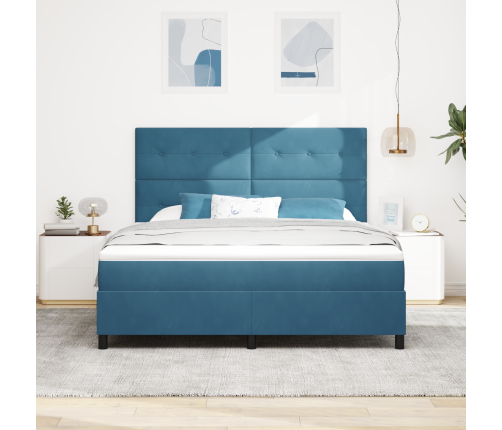 Vieta Pavasara Gulta Ar Matraci Un Led Tumši Zila 180X200 Cm Samts Vidaxl