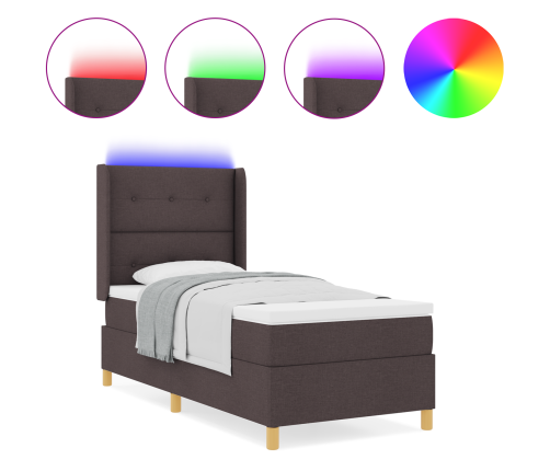 Virsmatrača Gulta Ar Matraču Un Led Tumši Brūnā Krāsā 80X200 Cm Auduma Vidaxl