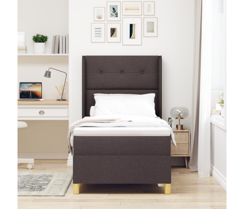 Virsmatrača Gulta Ar Matraču Un Led Tumši Brūnā Krāsā 80X200 Cm Auduma Vidaxl