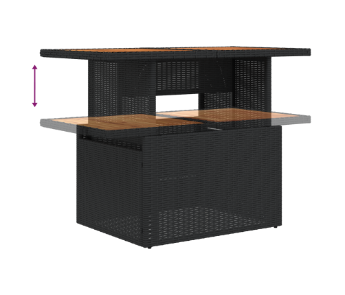11 Gabalu Dārza Dīvānu Komplekts Ar Spilveniem Melns Poliestera Rotangpalma Akācija Vidaxl