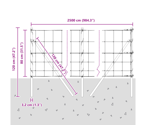 Vidaxl Kopšas Žogs 0.8X25 M Cinkota Tērauda