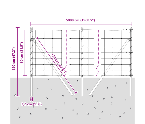 Žogs 0.8X50 M Cinkots Tērauds Vidaxl