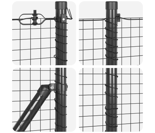 Savilktā Stiepļu Žogs Ar 13 Enkura Postiem Pelēks 0.8X100 M Tērauds Vidaxl
