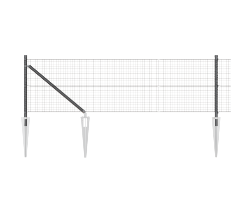 Savilktā Stiepļu Žogs Ar 13 Enkura Postiem Pelēks 0.8X100 M Tērauds Vidaxl