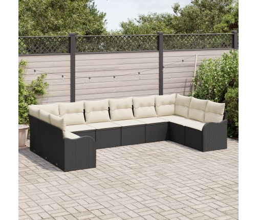 10 Daļu Dārza Dīvānu Komplekts Ar Spilveniem Melnā Polirātā Vidaxl