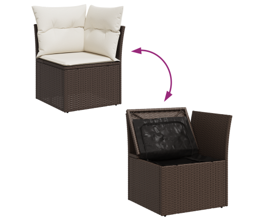 10 Gabalu Dārza Dīvānu Komplekts Ar Spilveniem Brūnā Poli Rotangpalmas Vidaxl