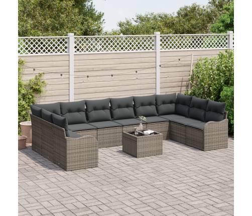 10 Daļu Dārza Dīvānu Komplekts Ar Spilveniem Melnā Poli Rotangpalmas Vidaxl