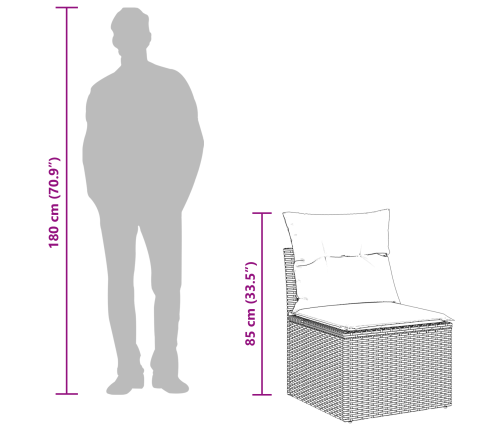 11 Daļu Dārza Dīvānu Komplekts Ar Spilveniem Melnā Polirotangā Vidaxl