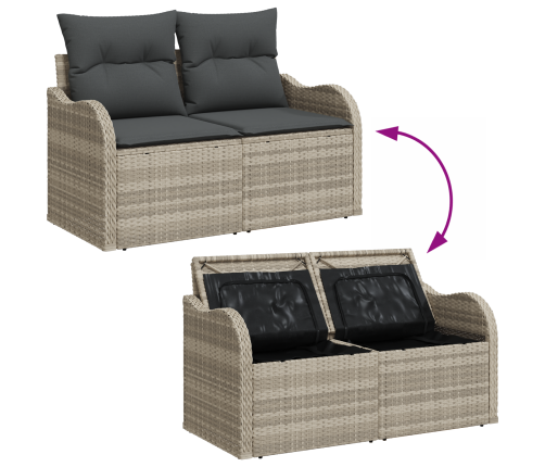 11 Daļu Dārza Dīvānu Komplekts Ar Spilveniem Pelēks Poli Rotangpalmas Vidaxl