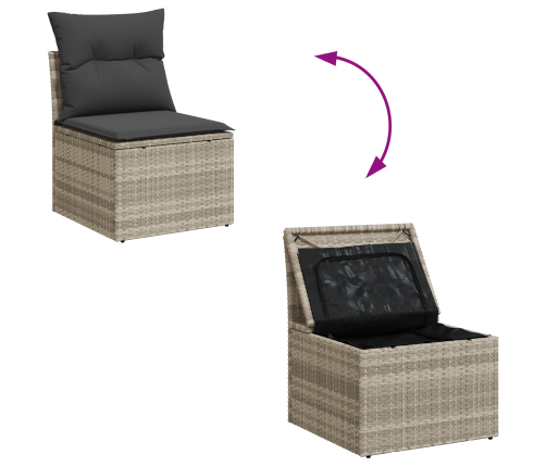 11 Daļu Dārza Dīvānu Komplekts Ar Spilveniem Pelēks Poli Rotangpalmas Vidaxl