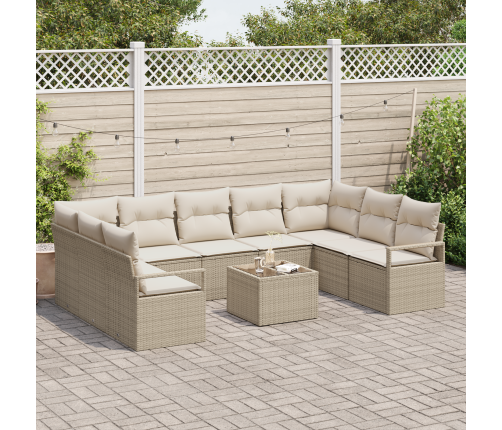 10 Daļu Dārza Dīvānu Komplekts Ar Spilveniem Brūns Poli Rotangpalma Vidaxl