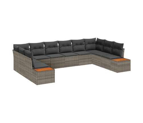 10 Daļu Dārza Dīvānu Komplekts Ar Spilveniem Pelēks Poli Rotangpalma Akācija Vidaxl